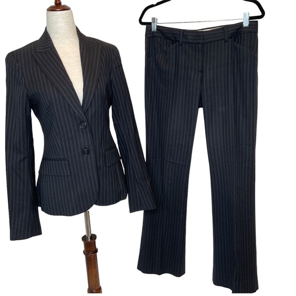 Theory Striped Blazer & Pants Set Wool Blend